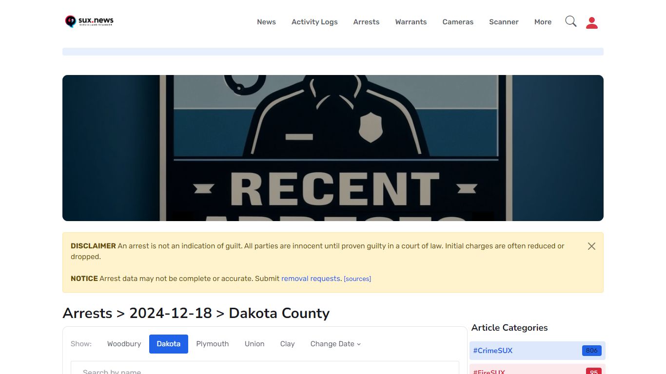 Dakota County Arrests | SUX.NEWS - Siouxland Scanner