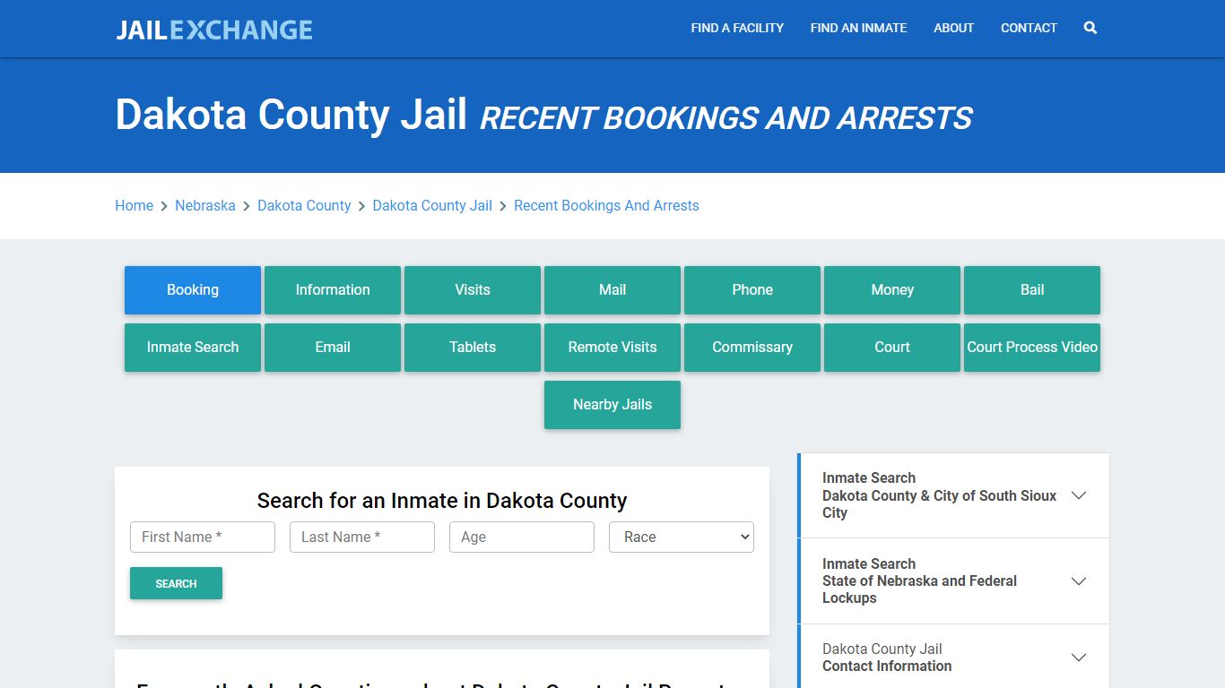 Dakota County Jail NE Recent Arrests and Bookings - Jail Exchange