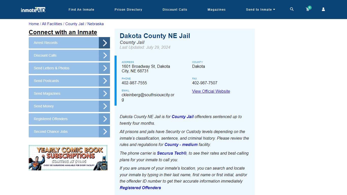 Dakota County NE Jail - Inmate Locator